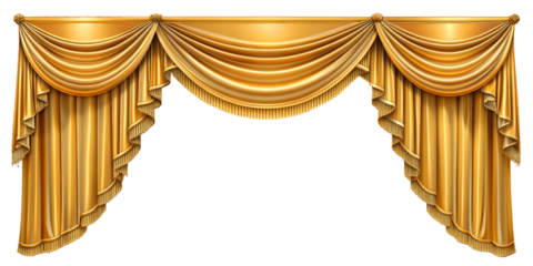 Realistic velvet curtains stage on a transparent Background, suitable for window or theater stage decoration. Luxury silk or velvet drapery mockup for interior design.