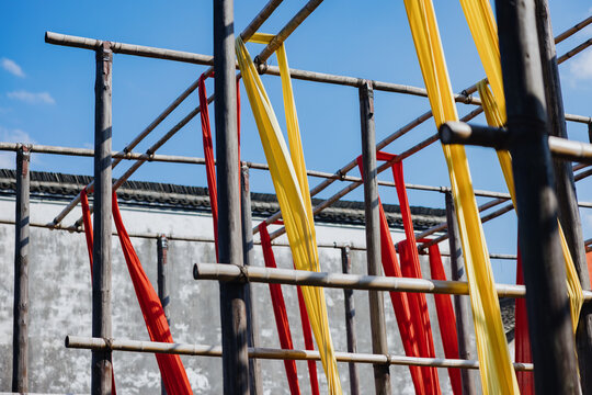 Bamboo Frame with Red and Yellow Fabrics