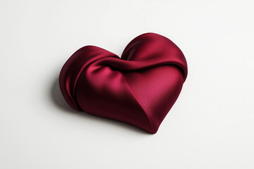 Satin ribbon forming a flawless heart shape isolated on a pristine white background. Valentine's Day, love,  romance. Clean, neutral background. Text, product place