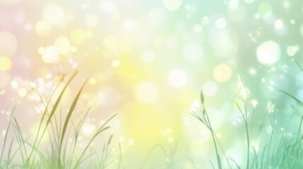 Obraz premium Soft pastel colors blend together with delicate grass blades swaying gently in a serene outdoor setting during springtime