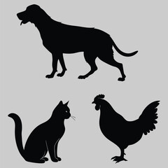 domestic animal silhouette vector design art and illustration