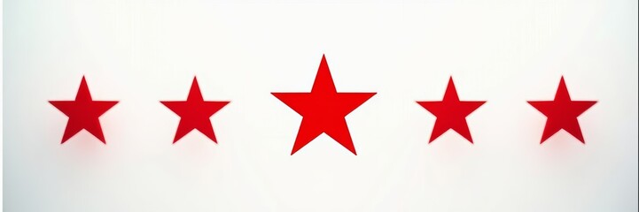 Minimalist five red stars on white background