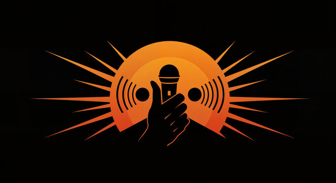 Graphic illustration that conveys the concept of amplifying or amplified sound
