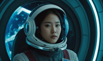 우주복을 입은 한국소녀 아름답다