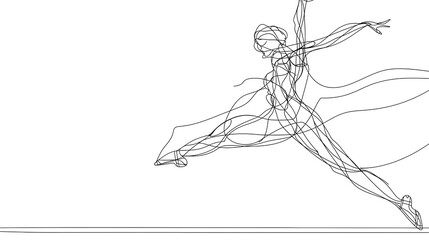 Continuous line drawing of a graceful dancer vector art background. Abstract doodle ballet, movement and elegance concept stage