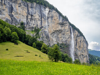 View of  valley between Grimmelwald and Lauterbrunen, Switzerland