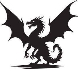 black and white dragon Silhouette Design.