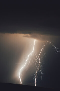 Lightning in dark sky