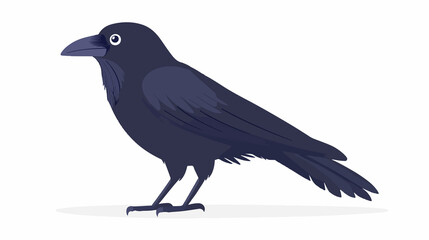 Obraz premium Round northern raven side view: A charming black bird profile illustration