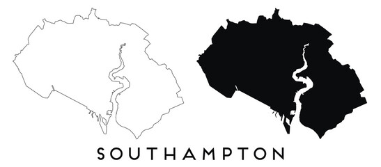 Obraz premium Southampton map outline and black silhouette vector