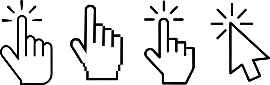 mouse click computer cursor arrow icons set and loading icons. Cursor icon. Mouse click cursor vector art illustration isolated on transparent png