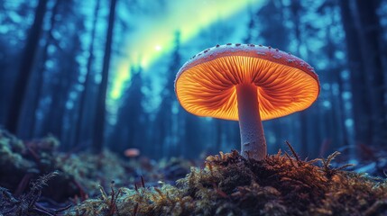 Close-up of Coprinus comatus Mushroom Emerging in Forest Setting