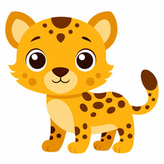 cute baby leopard animal vector icon on white background