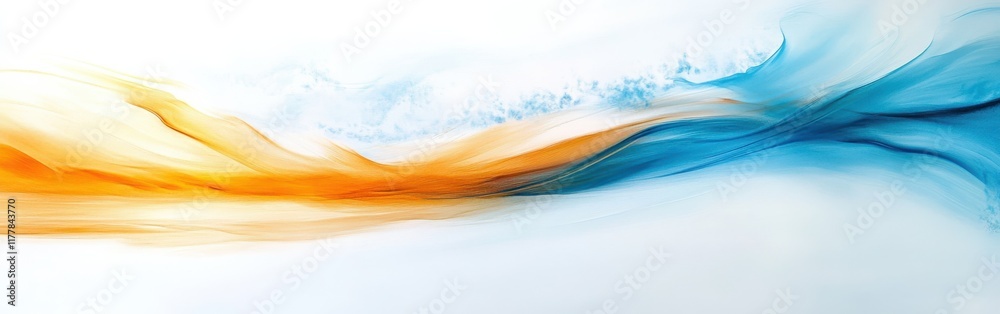 Poster soft pastel strokes blend from amber to blue creating a serene and calming abstract effect