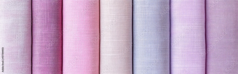 Poster soft pastel gradient fabrics arranged in a row showcasing colors from muted pink to lavender