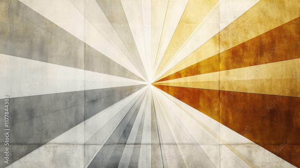 Poster radiating strokes in amber and gray create a captivating minimalist design in a modern setting