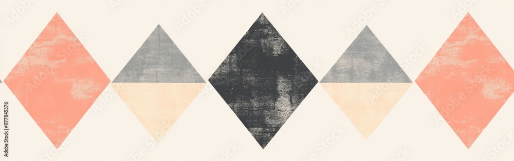 Aufkleber Elegant arrangement of coral and gray triangles creating a modern geometric pattern in a soft color palette
