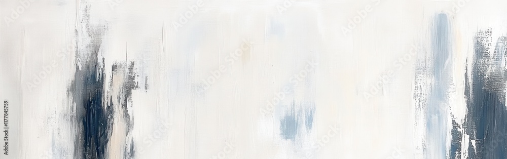Poster abstract composition on white canvas featuring faint pencil markings and soft shades of blue and gra