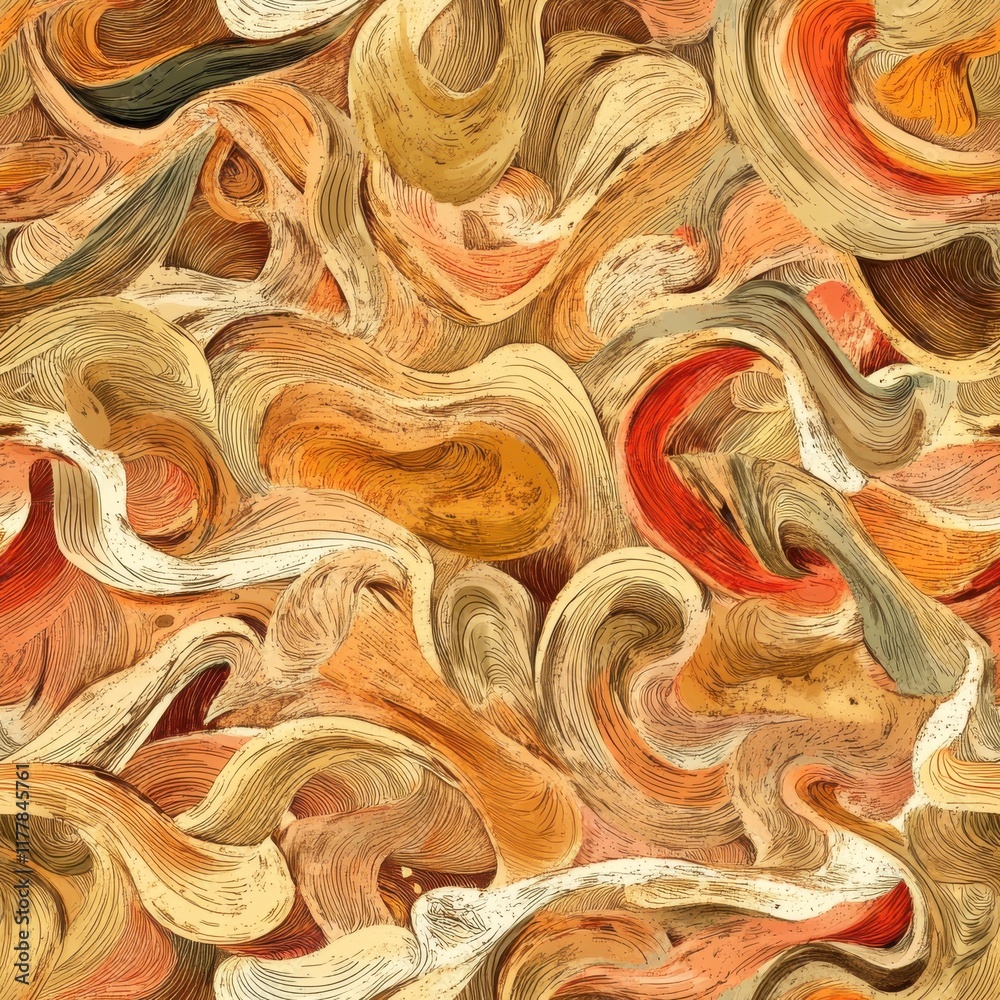 Poster intricate doodle cartoon drawings featuring swirling patterns and warm colors in a detailed artistic