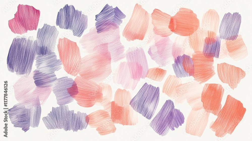 Poster Abstract pencil strokes create a gradient of colors blending harmoniously across the canvas in a soft and artistic display