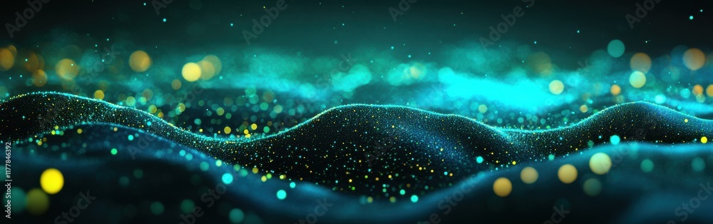 Aufkleber vivid bokeh effect with neon blue lights creating a dreamy and enchanting atmosphere at night