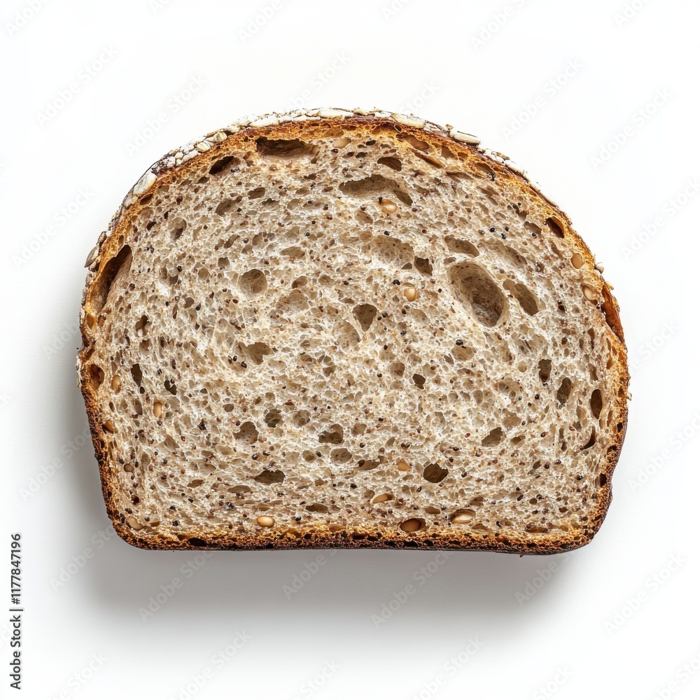 Aufkleber Slice of rye bread with visible seeds showcasing texture and color on a clean background