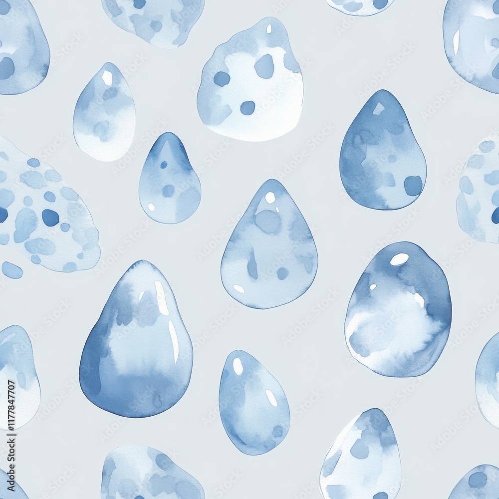 Aufkleber serene watercolor doodles of various blue shapes on a light background create a calm and refreshing 