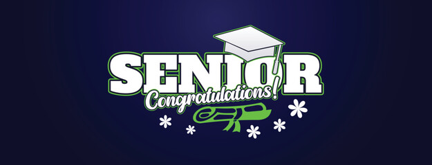 Senior Class Of 2025 Invitation Card Template. Congratulations on Graduation 2025 with Academic Cap. Congratulations graduate greeting ceremony background design