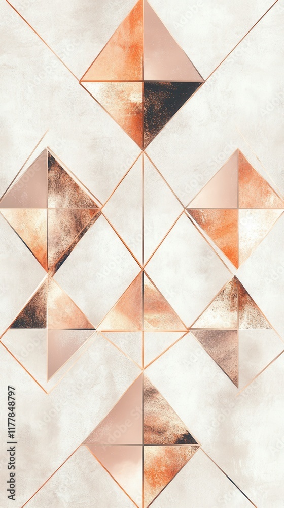 Poster radiant geometric design featuring metallic rose elements set against a soft background