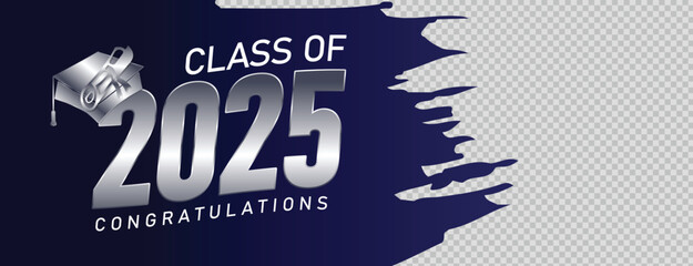 Senior Class Of 2025 Invitation Card Template. Congratulations on Graduation 2025 with Academic Cap. Congratulations graduate greeting ceremony background design
