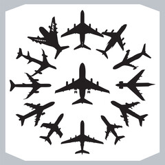 Creative Airplane Silhouette Logotype Icons Set