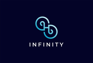 Infinity Logo, Letter H with Infinity combination, suitable for technology brand and company logo design, vector illustration