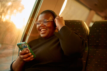 Sunset train ride with music