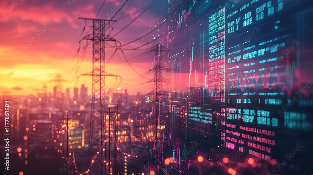 Poster an abstract technology background featuring a vibrant array of colored optical fibers, creating a vi