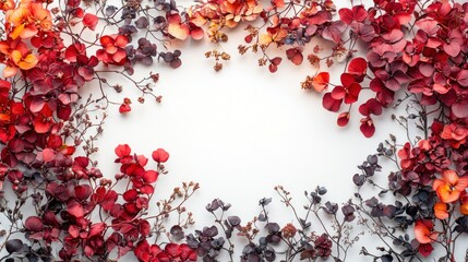 Intricate Floral Arrangement with Metal Layered Frame on White Background