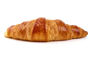 Buttery croissant isolated on white background.