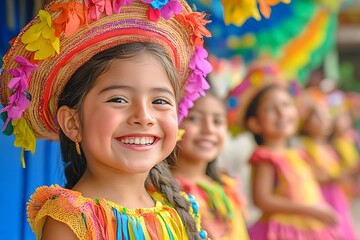 Group of beautiful young children from colombia
