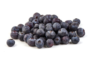 Fresh ripe blueberries, isolated on white background.