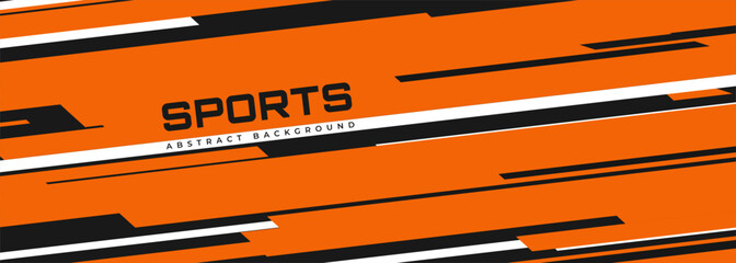 Abstract orange sports background. Modern sports banner design with white and black lines. Vector illustration
