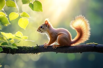 Obraz premium Eastern grey squirrel on tree