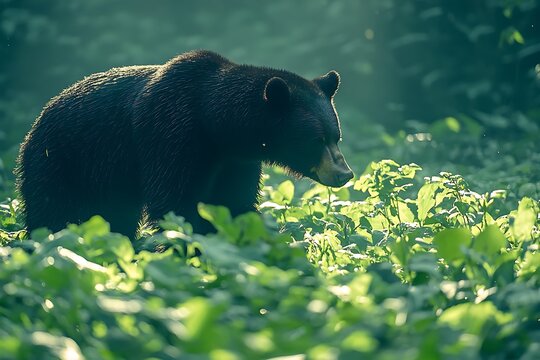 Black bear in forest - Powered by Adobe