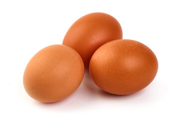 Chicken eggs, isolated on white background.