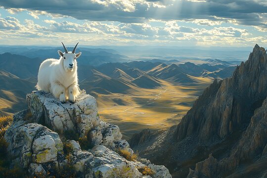 Mountain goat on rocky summit