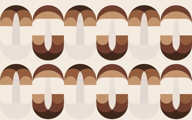 mushroom decor, Abstract brown and beige geometric pattern.