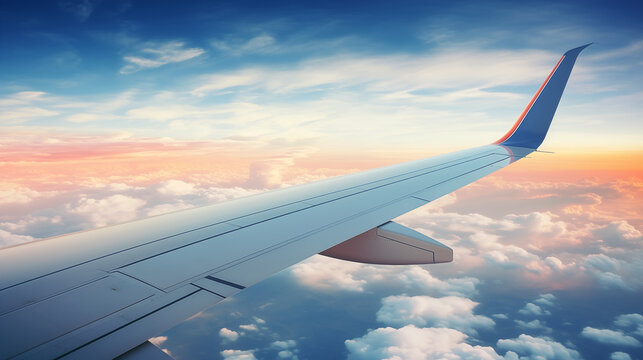 Airplane Wing Above the Clouds