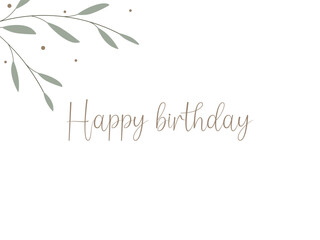 Birthday card on white background, floral
