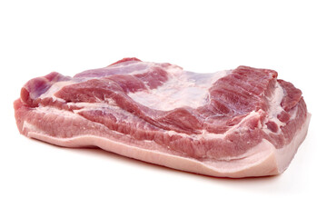 Belly pork meat, isolated on white background.