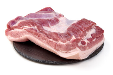 Belly pork meat, isolated on white background.