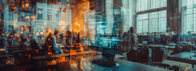 Innovative Fusion: AI Technology Blends with Traditional Education in Striking Double Exposure