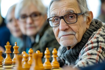 Elderly playing chess